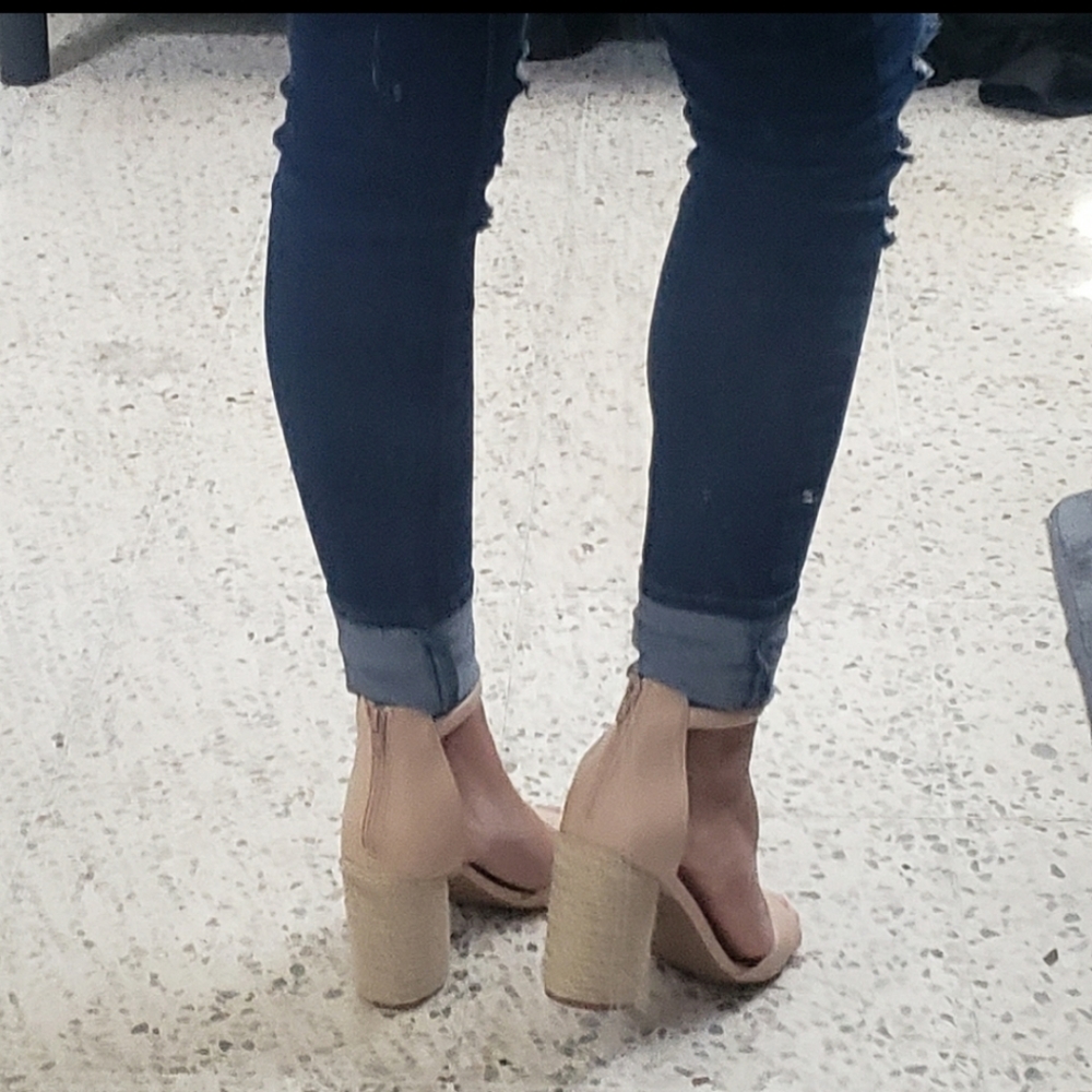 Lulu's- VEGAN LEATHER Nude Ankle Strap Heel - Picture 5 of 8